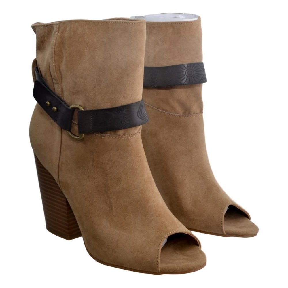 MIA LYSA Natural Nova Suede Ankle Open Toe Booties